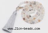 GMN249 Hand-knotted 6mm montana agate 108 beads mala necklaces with tassel