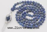 GMN2622 Hand-knotted 8mm, 10mm matte lapis lazuli 108 beads mala necklace with pendant