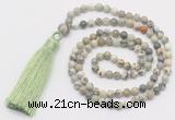 GMN271 Hand-knotted 6mm artistic jasper 108 beads mala necklaces with tassel