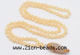 GMN4016 Hand-knotted 8mm, 10mm honey jade 108 beads mala necklace with pendant