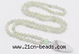 GMN4017 Hand-knotted 8mm, 10mm New jade 108 beads mala necklace with pendant