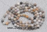 GMN402 Hand-knotted 8mm, 10mm bamboo leaf agate 108 beads mala necklaces