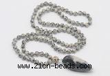 GMN4021 Hand-knotted 8mm, 10mm dalmatian jasper 108 beads mala necklace with pendant