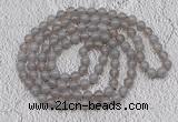 GMN404 Hand-knotted 8mm, 10mm grey agate 108 beads mala necklaces