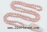 GMN4041 Hand-knotted 8mm, 10mm Chinese pink opal 108 beads mala necklace with pendant