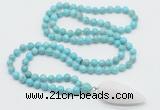 GMN4044 Hand-knotted 8mm, 10mm blue howlite 108 beads mala necklace with pendant