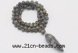 GMN4081 Hand-knotted 8mm, 10mm dragon blood jasper 108 beads mala necklace with pendant