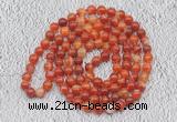 GMN417 Hand-knotted 8mm, 10mm red banded agate 108 beads mala necklaces