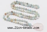 GMN4404 Hand-knotted 8mm, 10mm matte amazonite 108 beads mala necklace with pendant