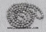 GMN447 Hand-knotted 8mm, 10mm grey picture jasper 108 beads mala necklaces