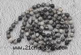 GMN457 Hand-knotted 8mm, 10mm black water jasper 108 beads mala necklaces