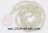 GMN4616 Hand-knotted 8mm, 10mm New jade 108 beads mala necklace with pendant