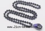 GMN4884 Hand-knotted 8mm, 10mm purple tiger eye 108 beads mala necklace with pendant