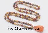 GMN4890 Hand-knotted 8mm, 10mm mookaite 108 beads mala necklace with pendant