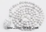 GMN4897 Hand-knotted 8mm, 10mm white howlite 108 beads mala necklace with pendant