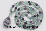 GMN4903 Hand-knotted 8mm, 10mm fluorite 108 beads mala necklace with pendant