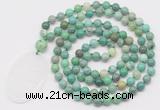 GMN5158 Hand-knotted 8mm, 10mm grass agate 108 beads mala necklace with pendant