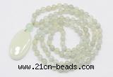 GMN5161 Hand-knotted 8mm, 10mm New jade 108 beads mala necklace with pendant