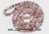 GMN521 Hand-knotted 8mm, 10mm purple strawberry quartz 108 beads mala necklaces