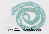 GMN5230 Hand-knotted 8mm, 10mm amazonite 108 beads mala necklace with pendant