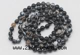 GMN536 Hand-knotted 8mm, 10mm black banded agate 108 beads mala necklaces