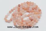 GMN5503 Hand-knotted 6mm matte pink aventurine 108 beads mala necklaces