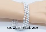 GMN5505 Hand-knotted 6mm matte white howlite 108 beads mala necklaces