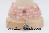 GMN5802 Hand-knotted 6mm matter volcano cherry quartz 108 beads mala necklaces with charm