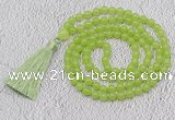 GMN61 Hand-knotted 8mm candy jade 108 beads mala necklace with tassel