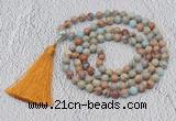 GMN612 Hand-knotted 8mm, 10mm serpentine jasper 108 beads mala necklaces with tassel