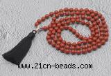 GMN616 Hand-knotted 8mm, 10mm red jasper 108 beads mala necklaces with tassel
