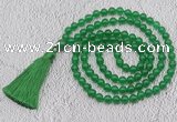 GMN62 Hand-knotted 8mm candy jade 108 beads mala necklace with tassel