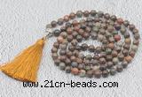 GMN622 Hand-knotted 8mm, 10mm ocean agate 108 beads mala necklaces with tassel