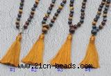 GMN630 Hand-knotted 8mm, 10mm colorfull tiger eye 108 beads mala necklaces with tassel