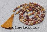 GMN637 Hand-knotted 8mm, 10mm mookaite 108 beads mala necklaces with tassel