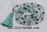 GMN642 Hand-knotted 8mm, 10mm fluorite 108 beads mala necklaces with tassel