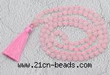 GMN651 Hand-knotted 8mm, 10mm rose quartz 108 beads mala necklaces with tassel
