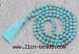 GMN661 Hand-knotted 8mm, 10mm white howlite 108 beads mala necklaces with tassel