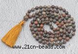 GMN692 Hand-knotted 8mm, 10mm ocean agate 108 beads mala necklaces with tassel