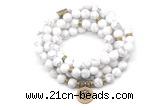 GMN7001 8mm matte white howlite 108 mala beads wrap bracelet necklaces