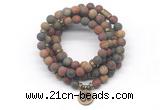 GMN7019 8mm matte picasso jasper 108 mala beads wrap bracelet necklace