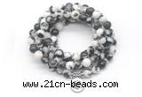 GMN7022 8mm black & white jasper 108 mala beads wrap bracelet necklace