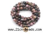 GMN7032 8mm rhodonite 108 mala beads wrap bracelet necklace