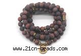 GMN7046 8mm matte red tiger eye 108 mala beads wrap bracelet necklace