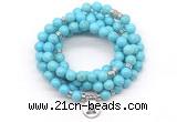 GMN7053 8mm blue howlite 108 mala beads wrap bracelet necklaces