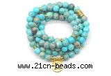 GMN7055 8mm blue sea sediment jasper 108 mala beads wrap bracelet necklaces