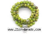 GMN7056 8mm green sea sediment jasper 108 mala beads wrap bracelet necklaces