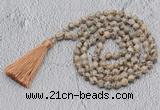 GMN706 Hand-knotted 8mm, 10mm feldspar 108 beads mala necklaces with tassel