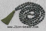 GMN717 Hand-knotted 8mm, 10mm kambaba jasper 108 beads mala necklaces with tassel