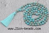 GMN720 Hand-knotted 8mm, 10mm sea sediment jasper 108 beads mala necklaces with tassel